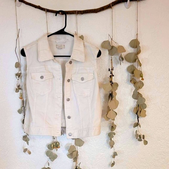 White LOFT Sleeveless Jean Vest - Picture 1 of 4